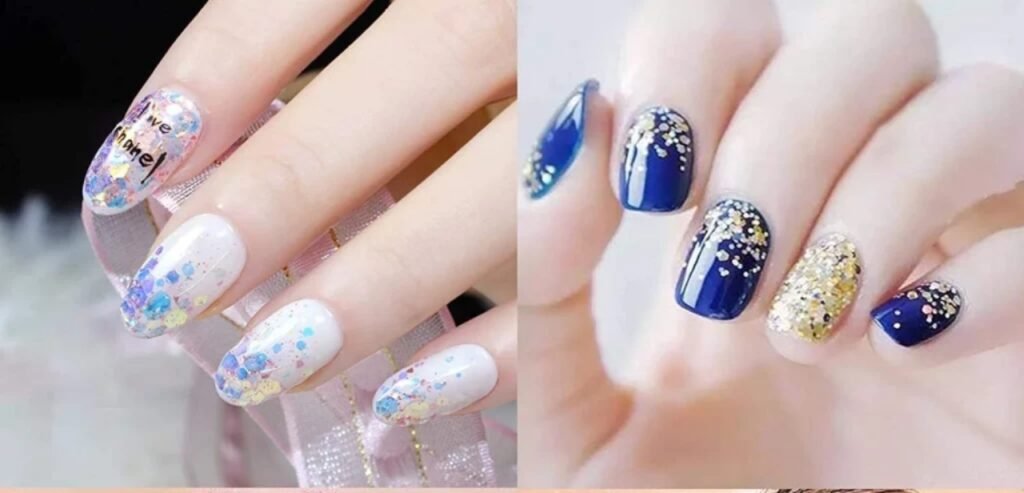 Glitter Powder on Nails